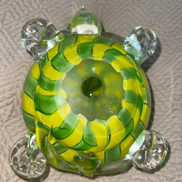 Heavy Blown Glass Turtle Green Hollow Decorative Collectible - Picture 4 of 6